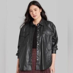 Wild fable faux leather shacket. Small